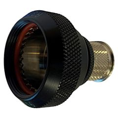 Front view of EMCA Straight Screened Adaptor in Black Hybrid finish (Part Number: A37-526-9J12KN)
