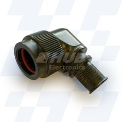 Front view of EMCA 90 Degree (RFI/EMI) Screened Adaptor in Olive Drab Zinc Cobalt finish (Part Number: A17-875-6412)