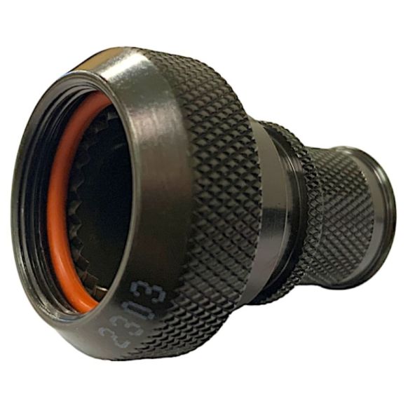 Front view of EMCA Straight Screened Adaptor in Olive Drab Zinc Cobalt finish (Part Number: A37-526-5408KN)