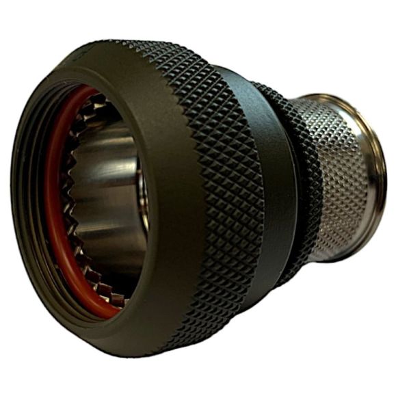 Front view of EMCA Straight Screened Adaptor in Olive Drab Hybrid finish (Part Number: A37-526-1U05KN)