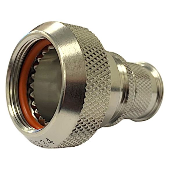 Front view of EMCA Straight Screened Adaptor in Stainless Steel Passivated finish (Part Number: A37-796-4108)