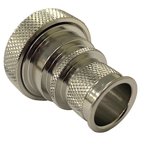 Rear view of EMCA Straight Screened Adaptor in Stainless Steel Passivated finish (Part Number: A37-526-7114KN)