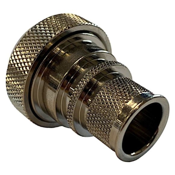 Rear view of EMCA Straight Screened Adaptor in Electroless Nickel finish (Part Number: A37-526-3506KN)