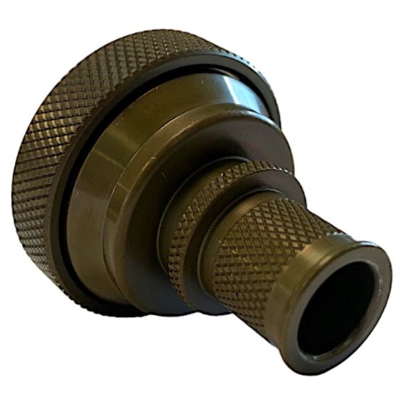 Rear view of EMCA Straight Screened Adaptor in Olive Drab Cadmium finish (Part Number: A37-526-2606KN)