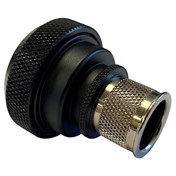 Rear view of EMCA Straight Screened Adaptor in Black Hybrid finish (Part Number: A37-526-3J07KN)