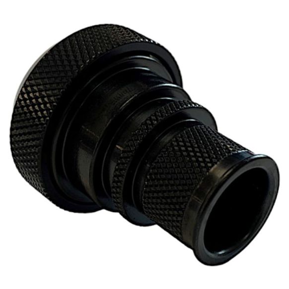 Rear view of EMCA Straight Screened Adaptor in Black Zinc Nickel finish (Part Number: A37-796-1203)