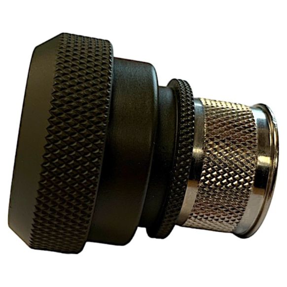 Side view of EMCA Straight Screened Adaptor in Olive Drab Hybrid finish (Part Number: A37-796-5U10)