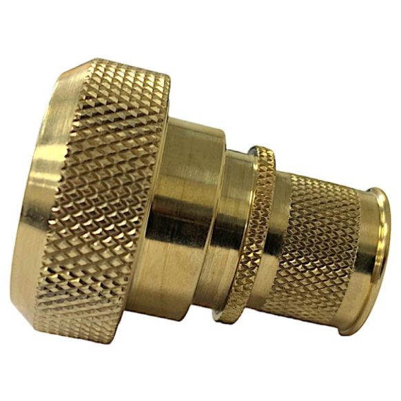 Side view of EMCA Straight (RFI/EMI) Screened Adaptor in Aluminium Bronze Passivated  finish (Part Number: A37-796-8918)